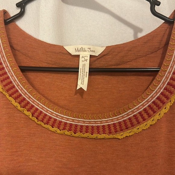 Matilda Jane size Large rust colored dress. With pockets - Picture 2 of 5